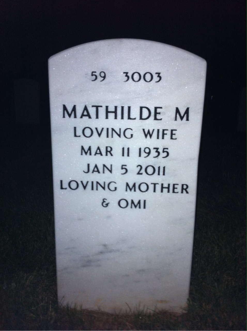 Back of headstone — John Dissek