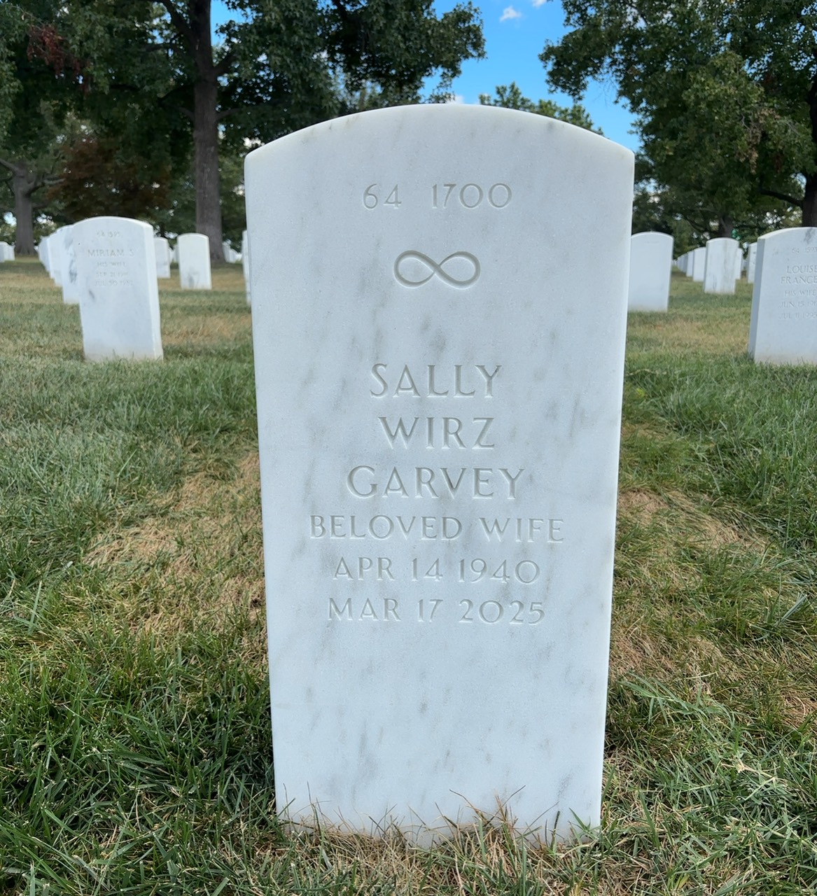 Back of headstone — William G Garvey