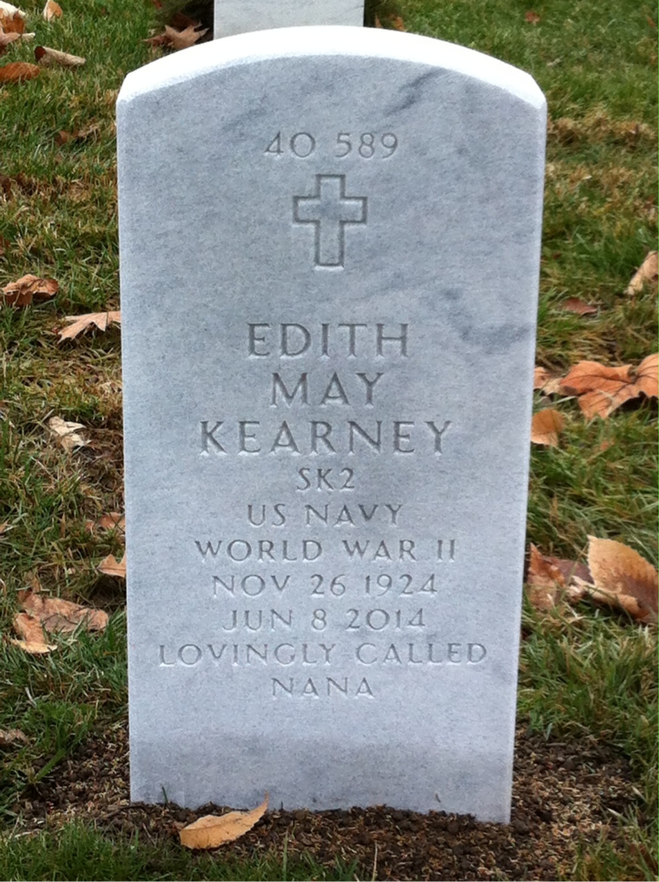Back of headstone — William Kearney
