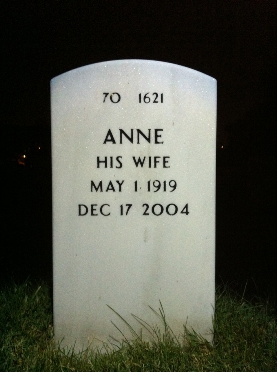 Back of headstone — John Carr