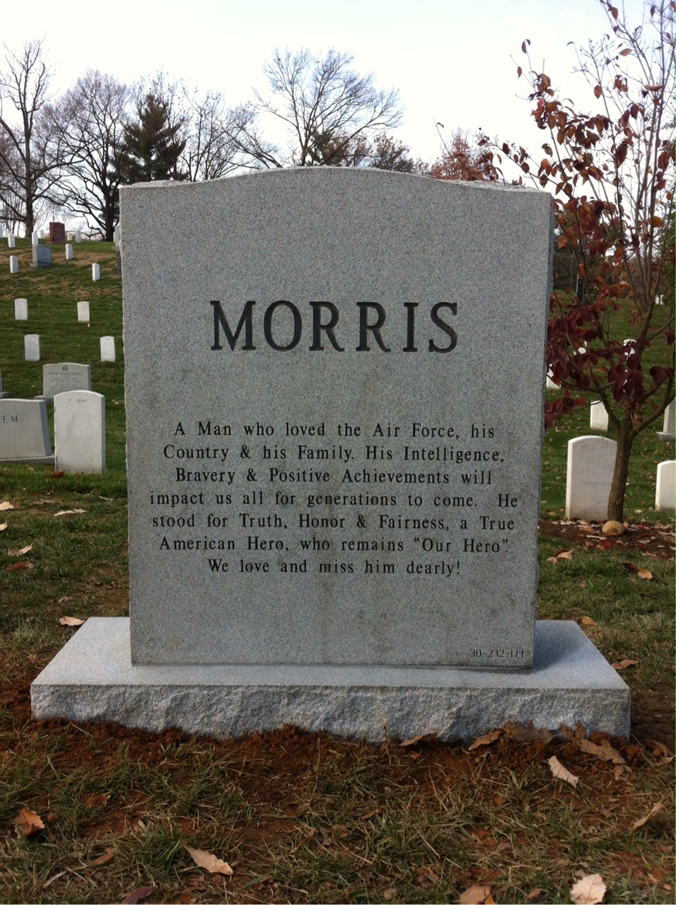 Back of headstone — Harry Morris