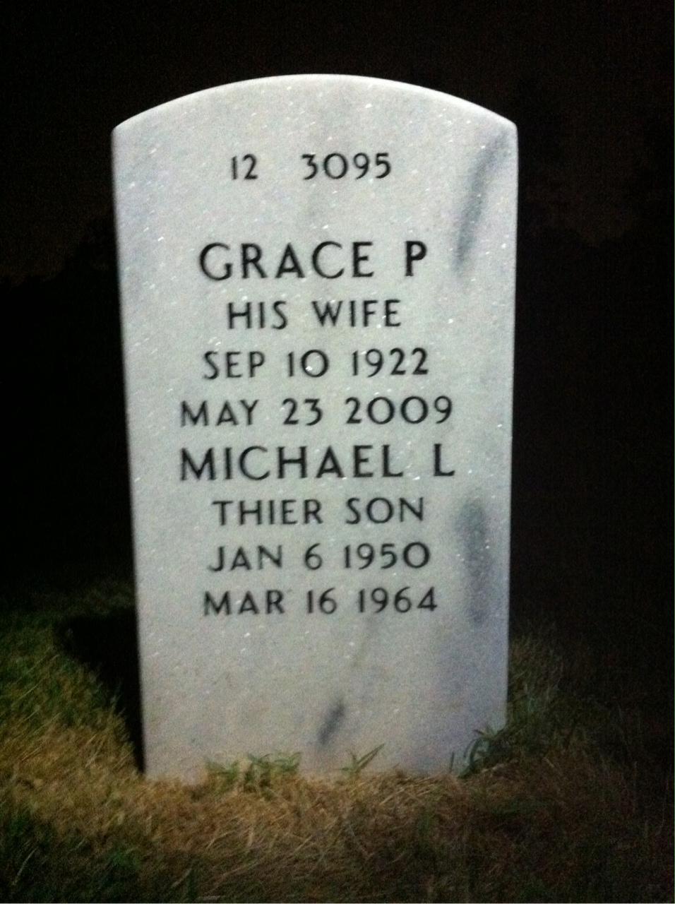 Back of headstone — Arthur Cook