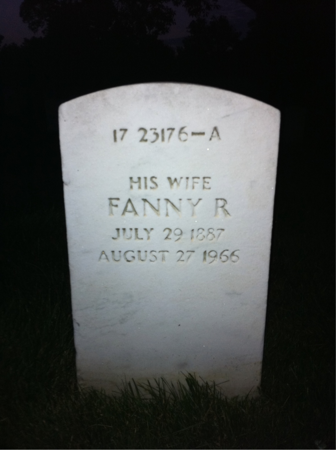 Back of headstone — Dell Ashby