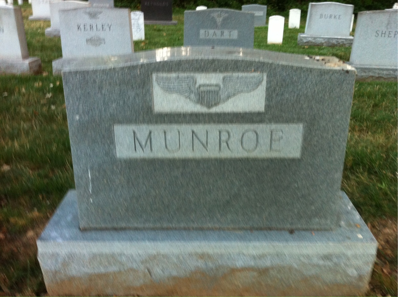 Back of headstone — Verdun Munroe
