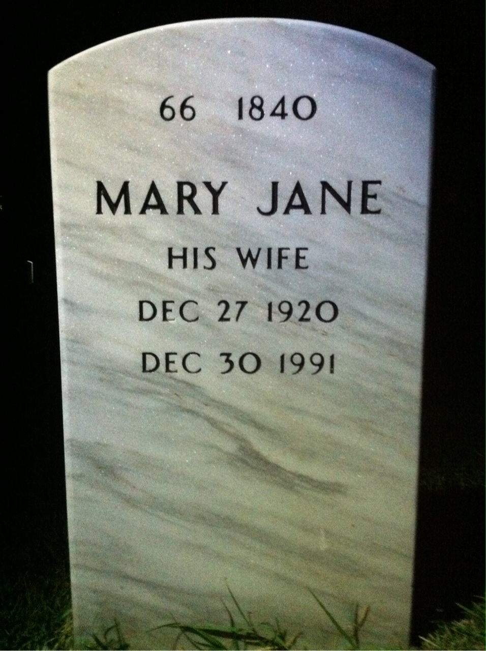 Back of headstone — Carroll Hines