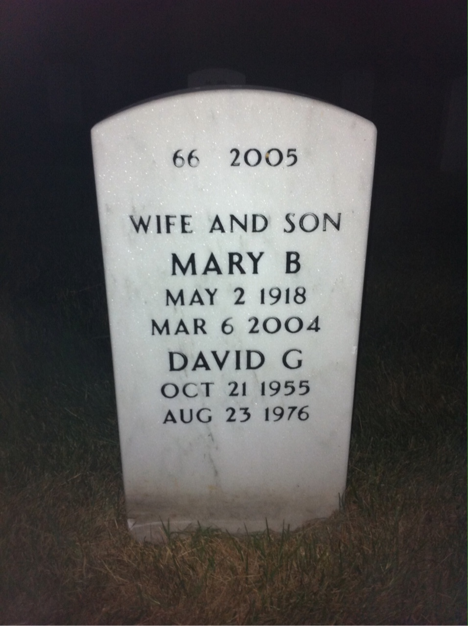 Back of headstone — Joseph Missal