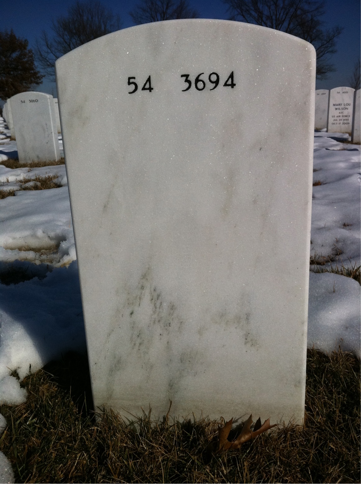 Back of headstone — Howard Handy