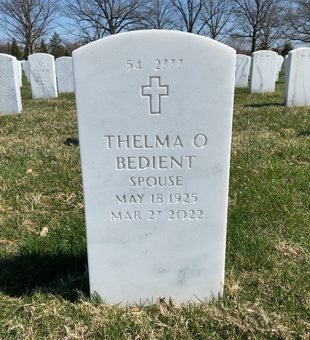Back of headstone — Harold Bedient