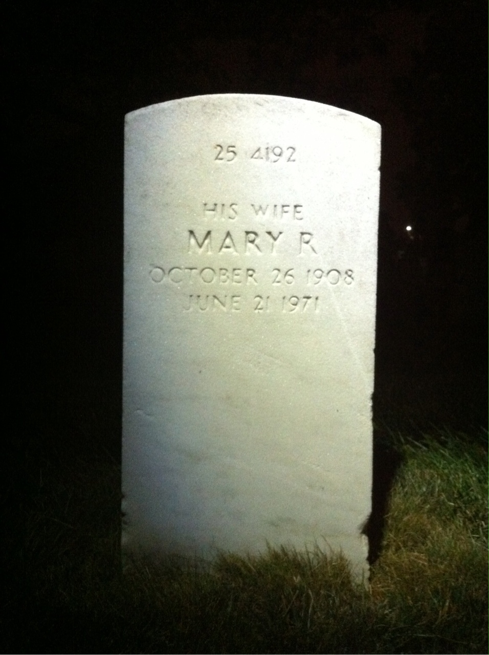 Back of headstone — Mary Allen