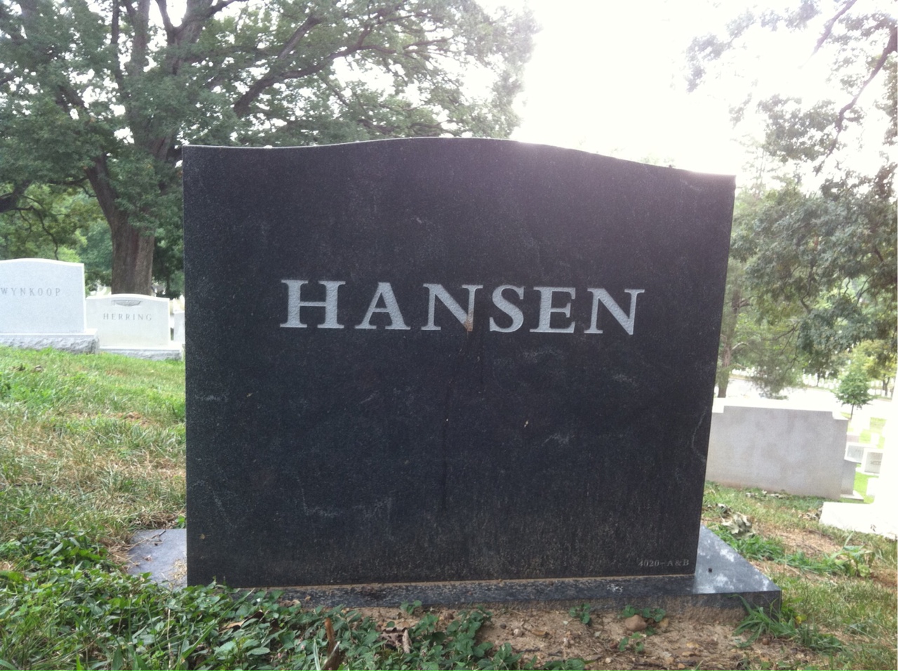 Back of headstone — Widmer Hansen