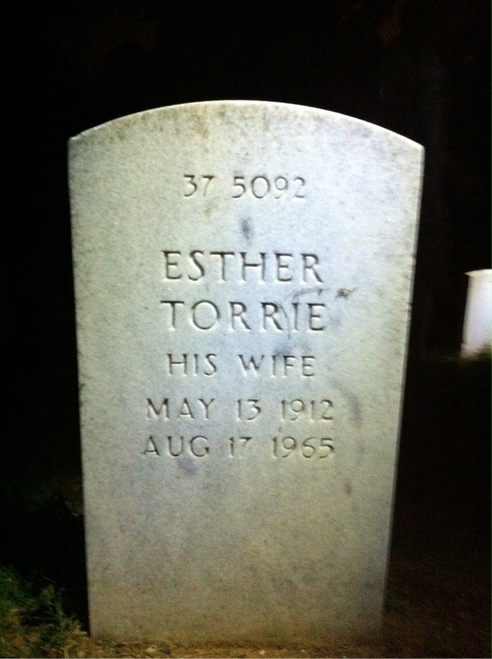 Back of headstone — Esther Alimento