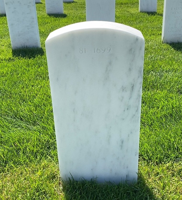 Back of headstone — William Arnold