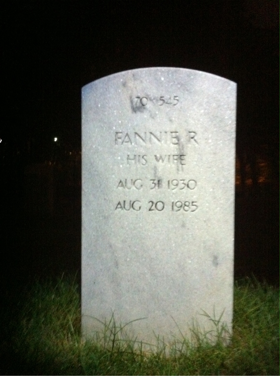 Back of headstone — Willie Bentley