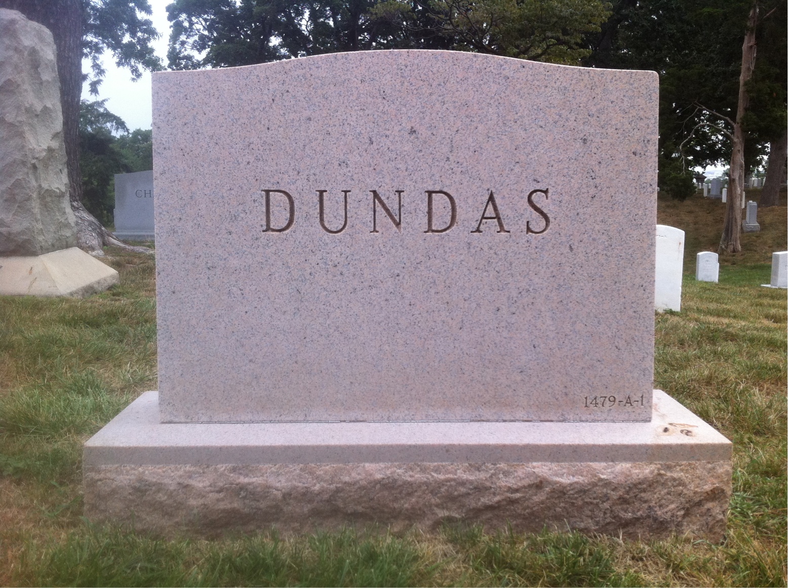 Back of headstone — Donald Dundas