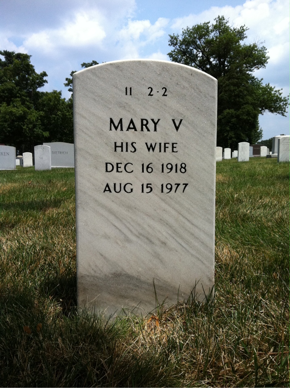 Back of headstone — Harold Tucker