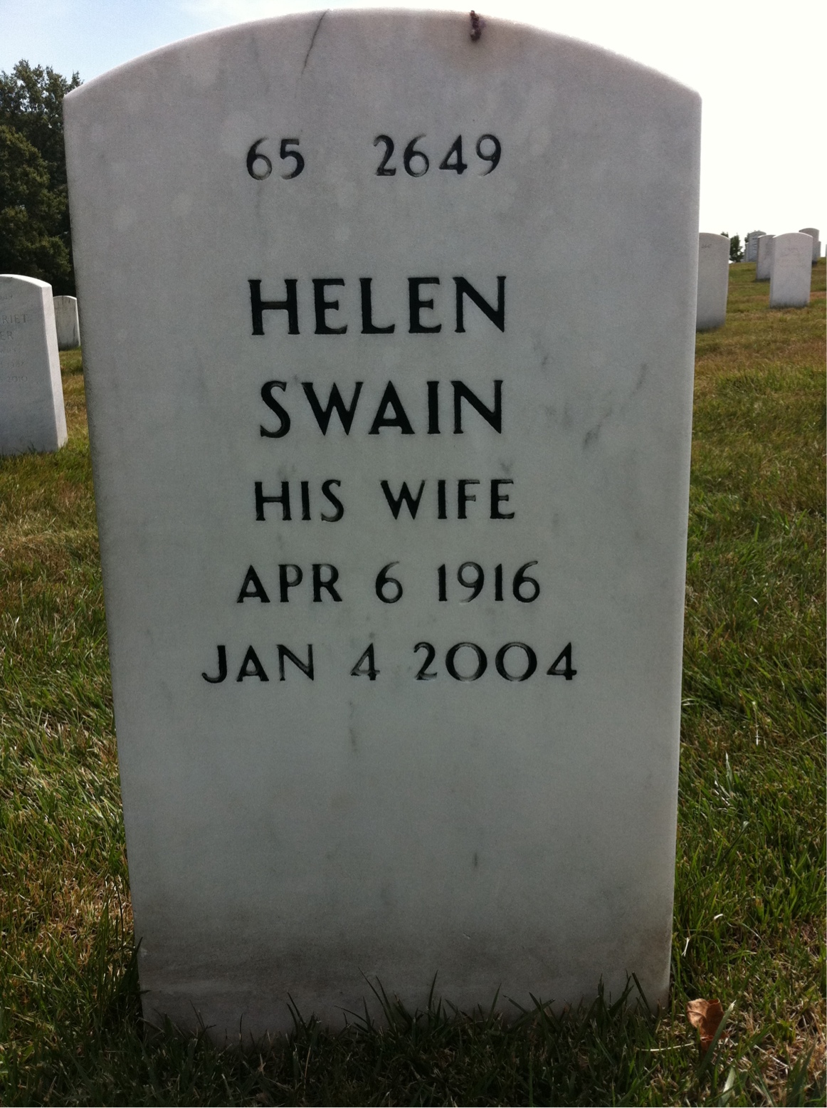 Back of headstone — Leslie Palmer