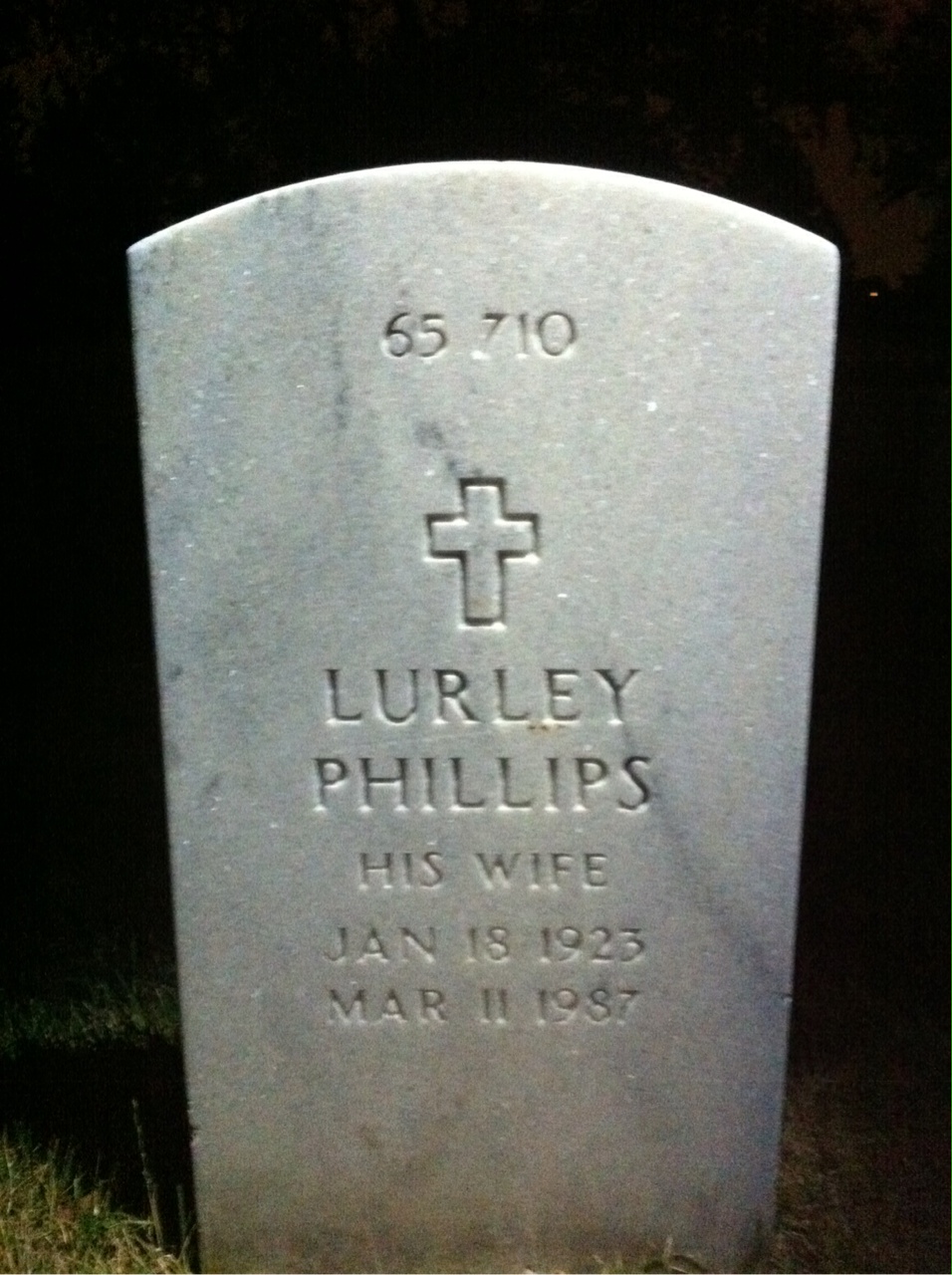 Back of headstone — Lurley Anderson