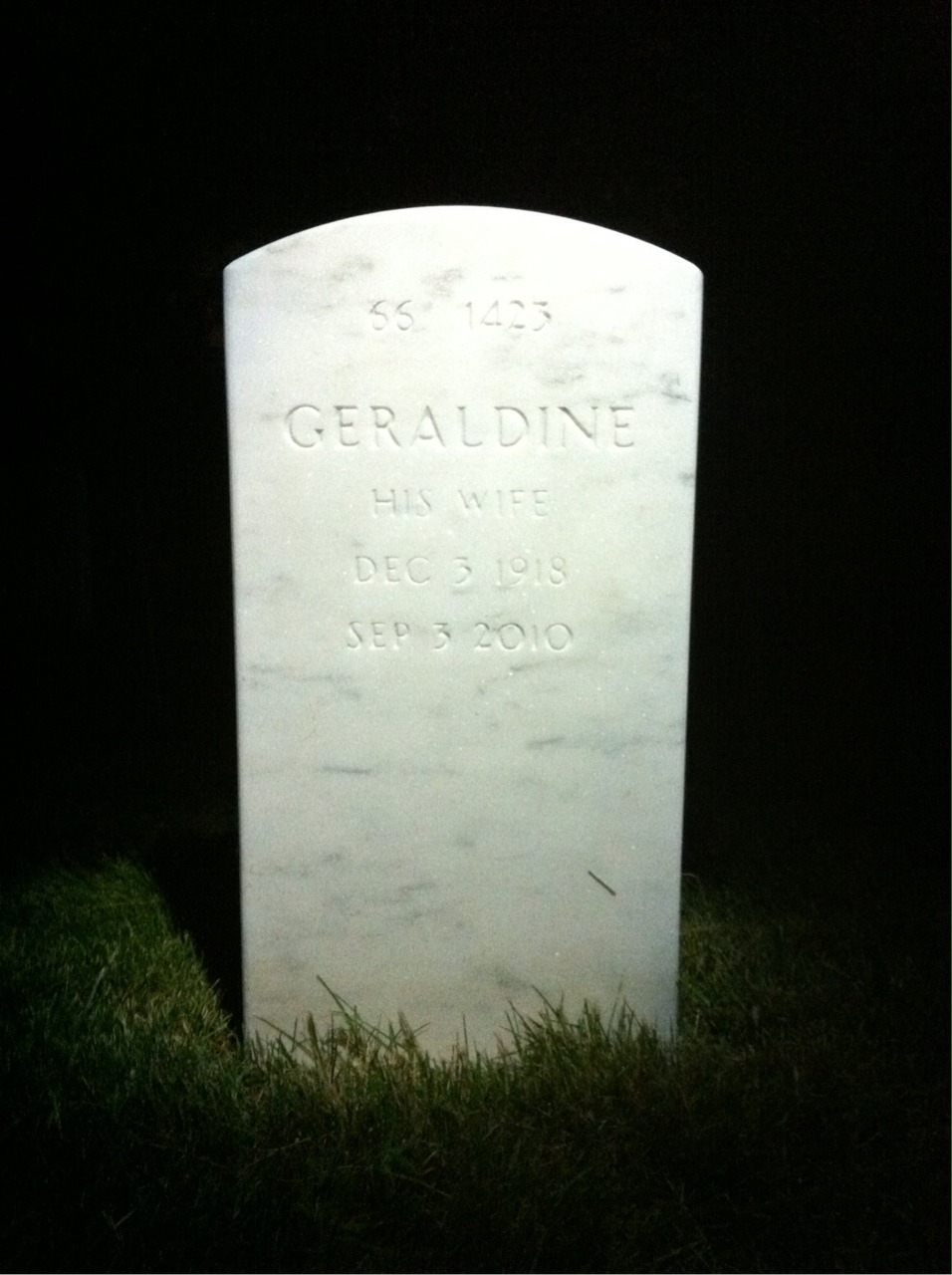 Back of headstone — Gerald Wilson