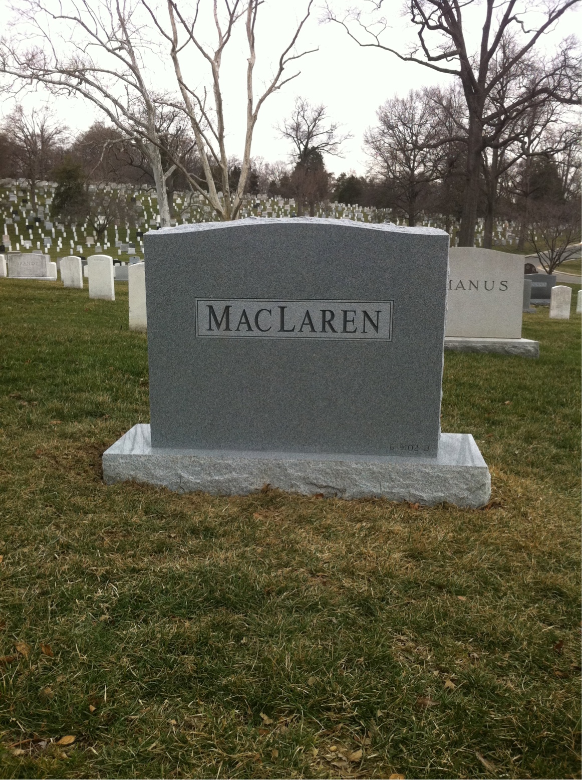 Back of headstone — William George Maclaren