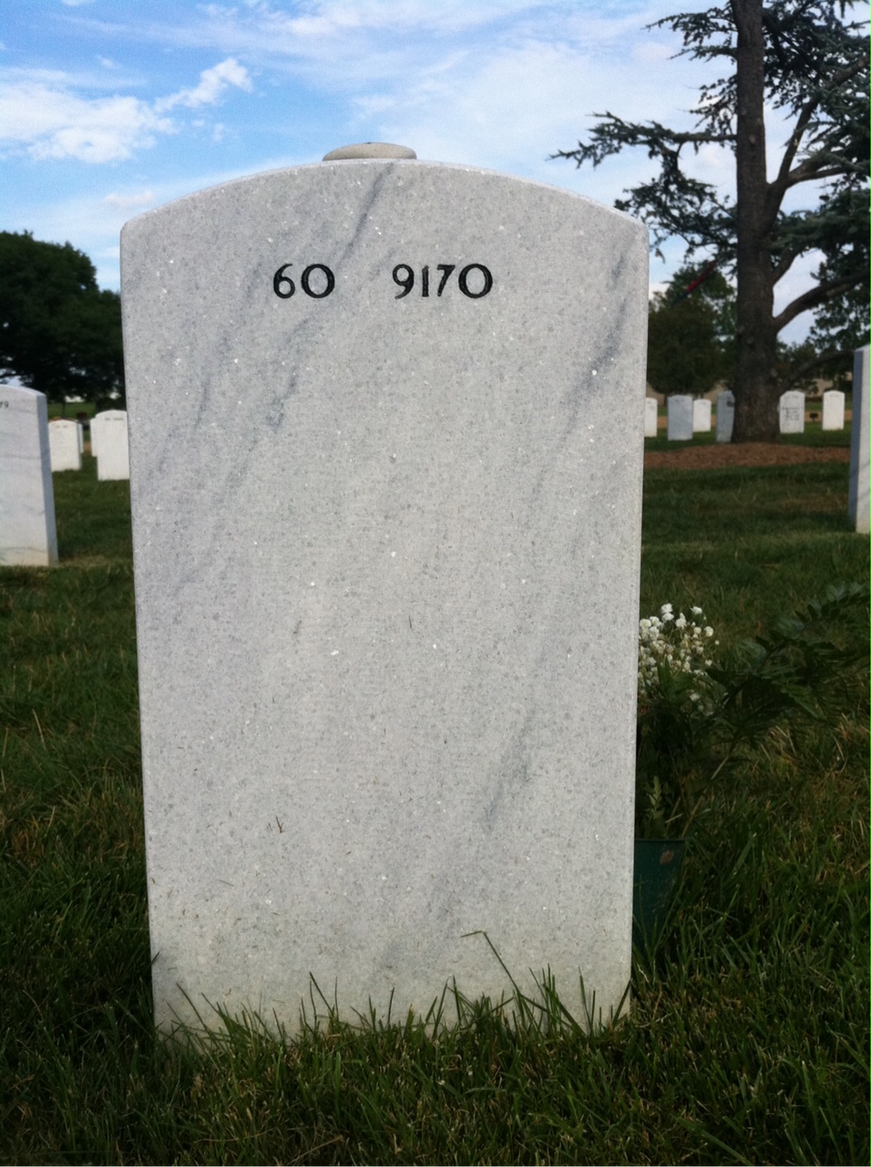 Back of headstone — David T Miller