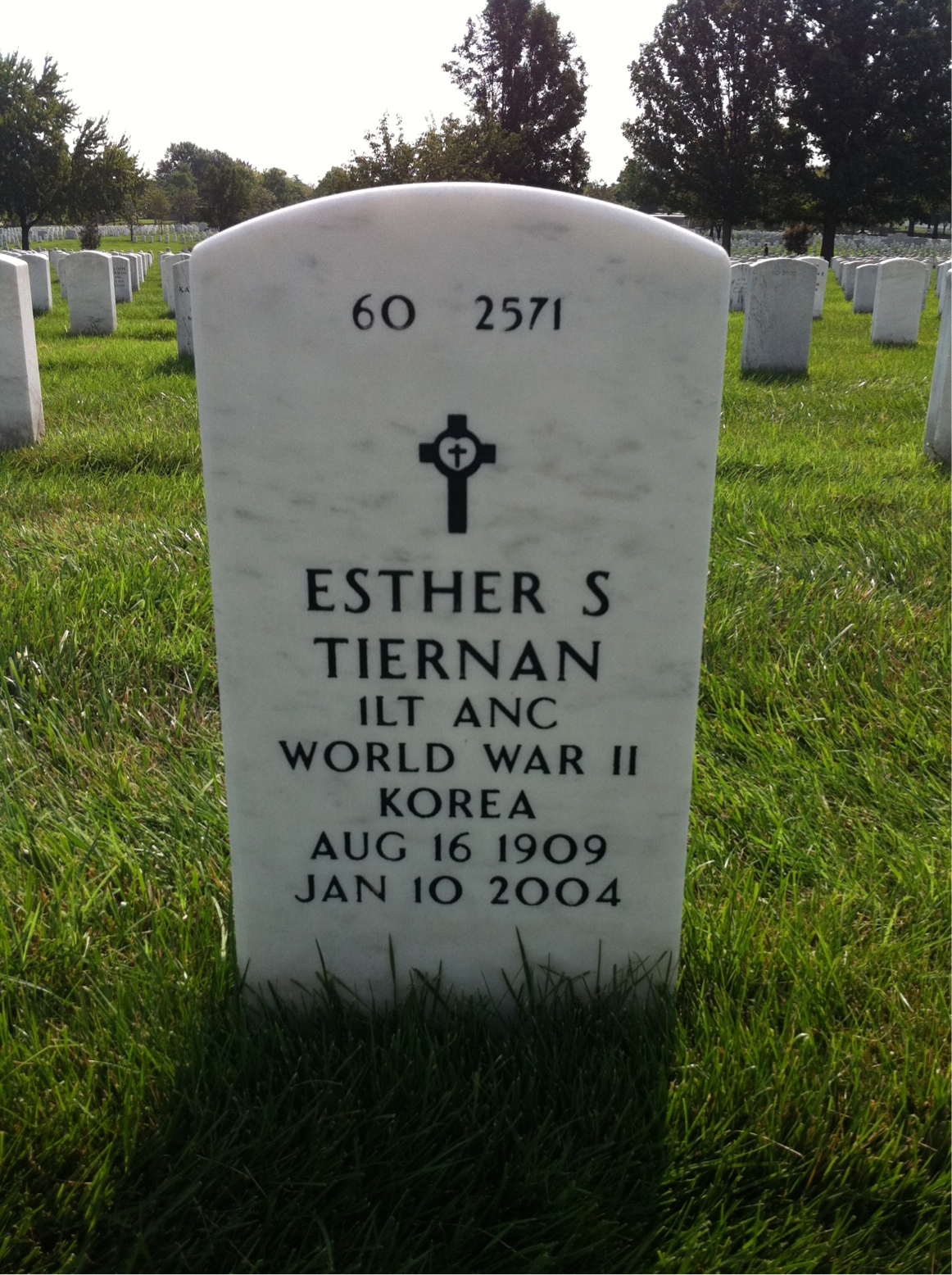 Back of headstone — Wilfred Tiernan