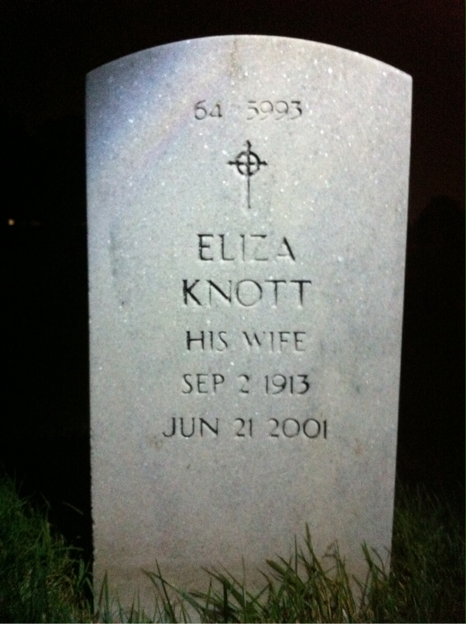 Back of headstone — Eliza Allen