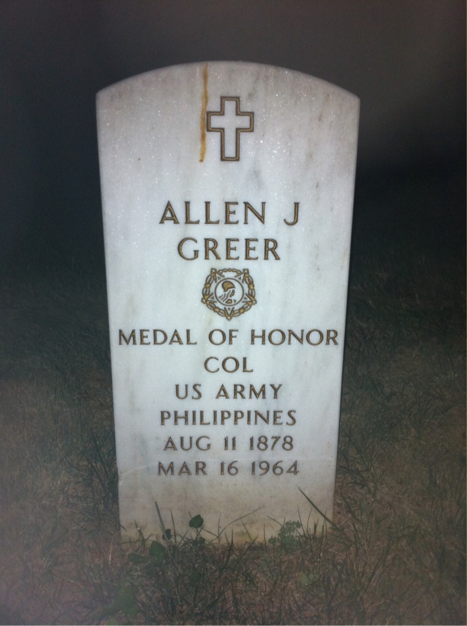 Headstone of Allen J. Greer