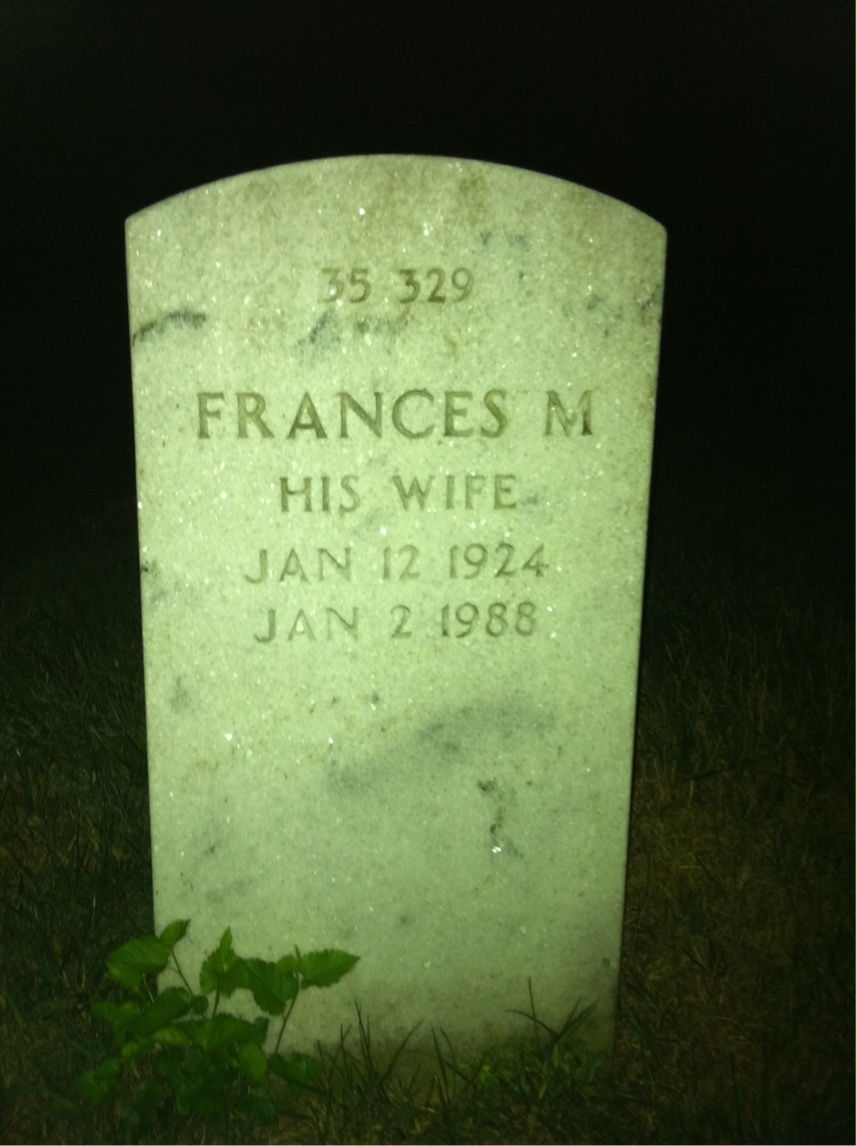 Back of headstone — Willis F Ware