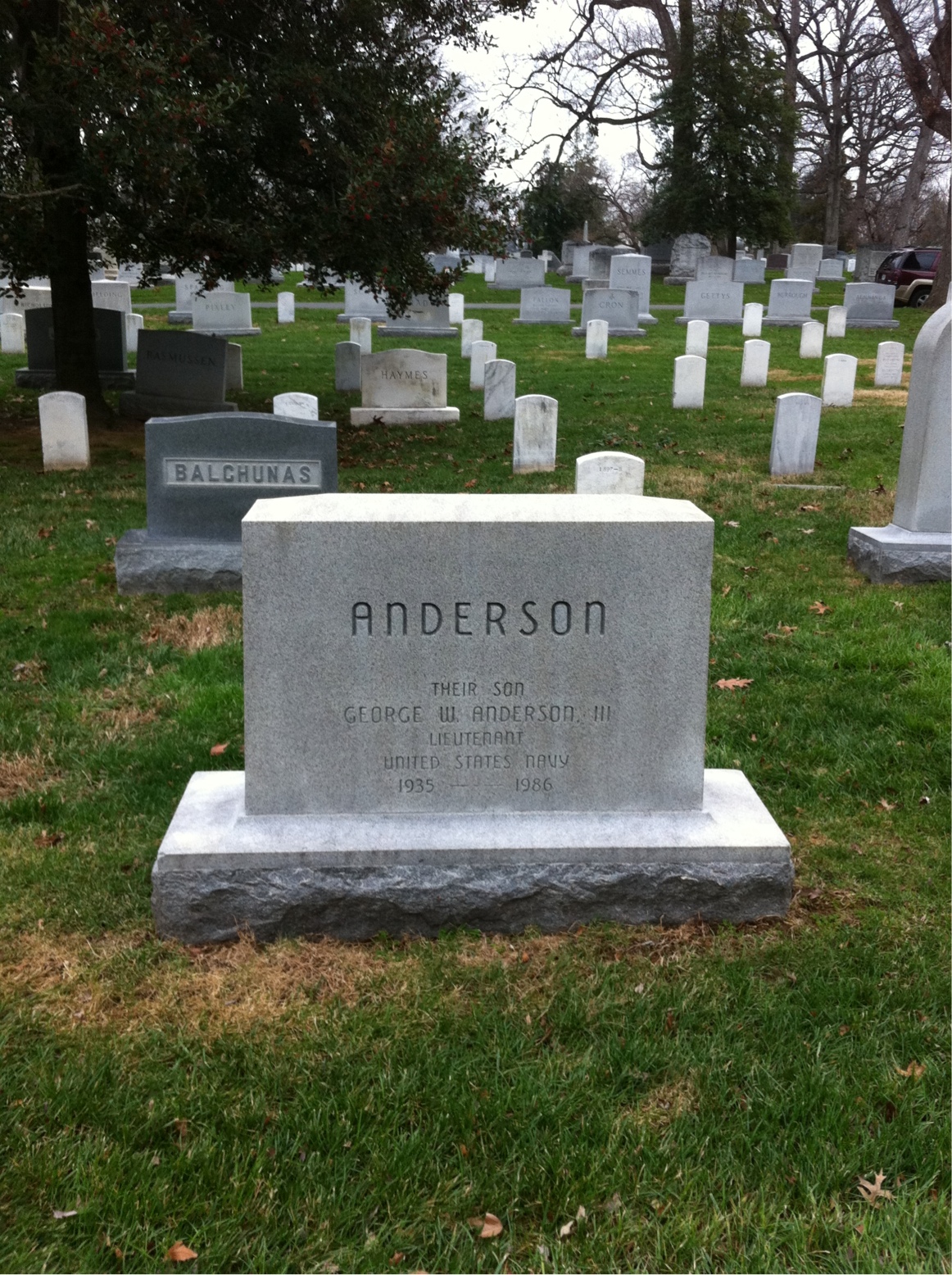 Back of headstone — George Anderson