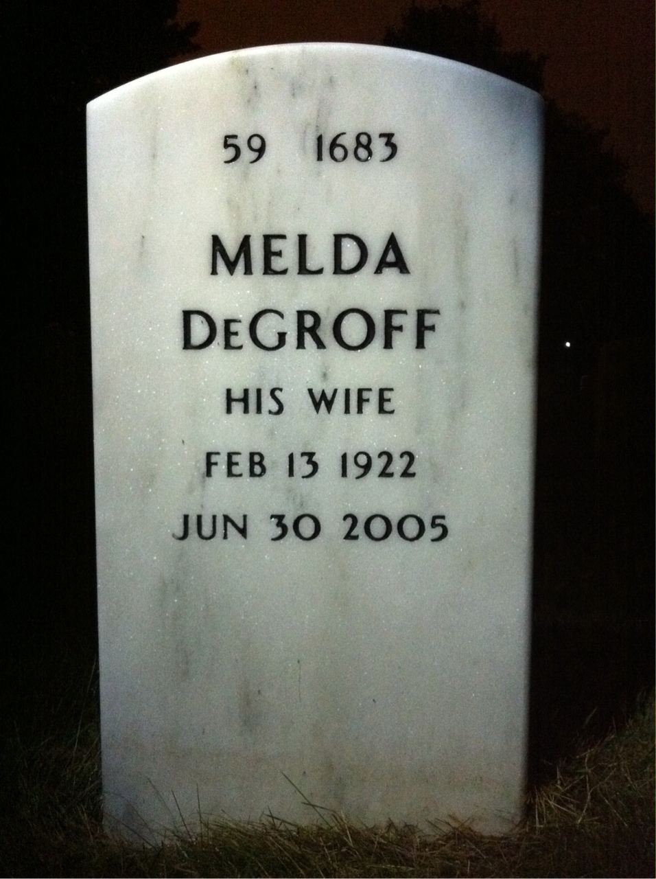 Back of headstone — Burton Baker
