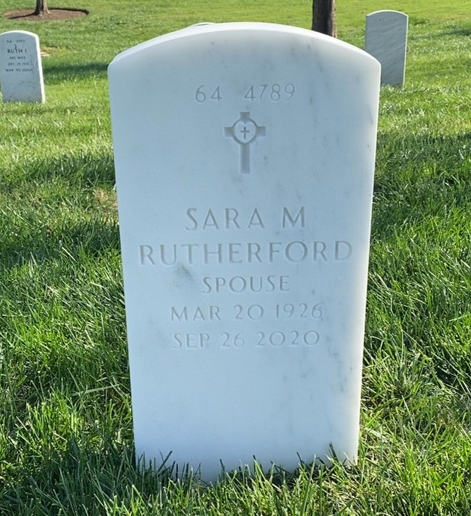 Back of headstone — John Rutherford