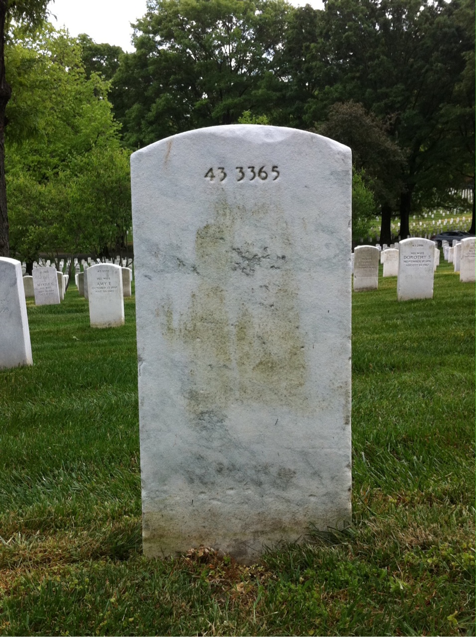 Back of headstone — William Barton Decker
