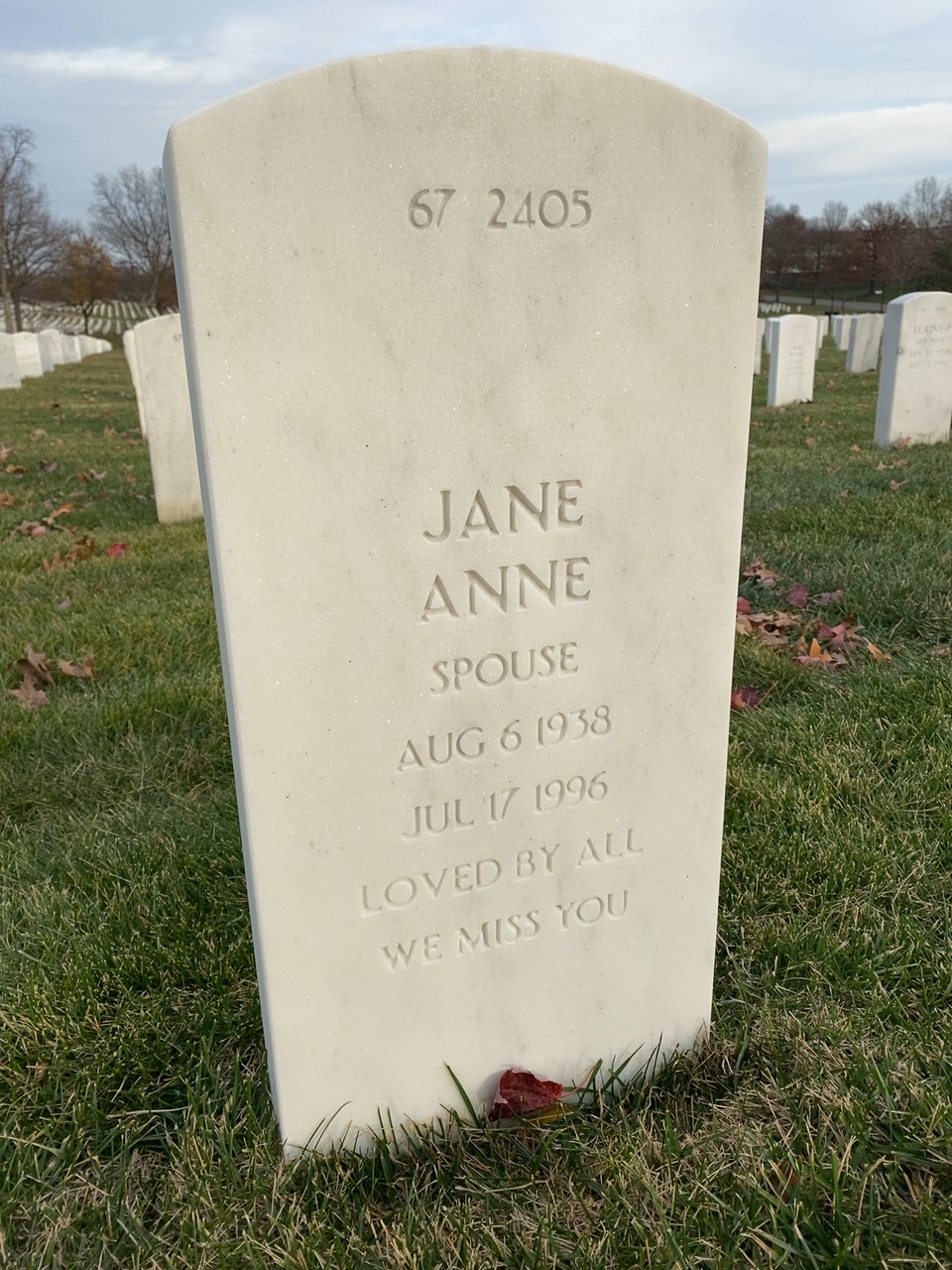 Back of headstone — William Cuneo