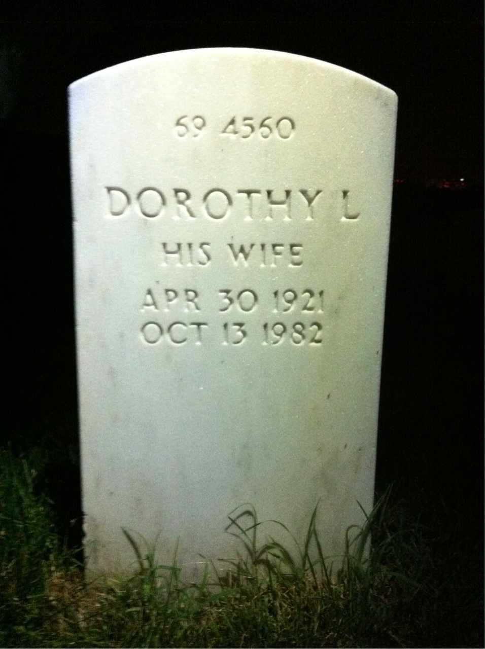 Back of headstone — Dorothy Moffett