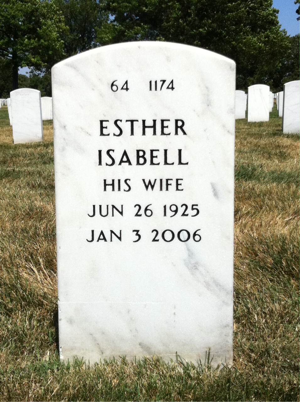 Back of headstone — George Klein