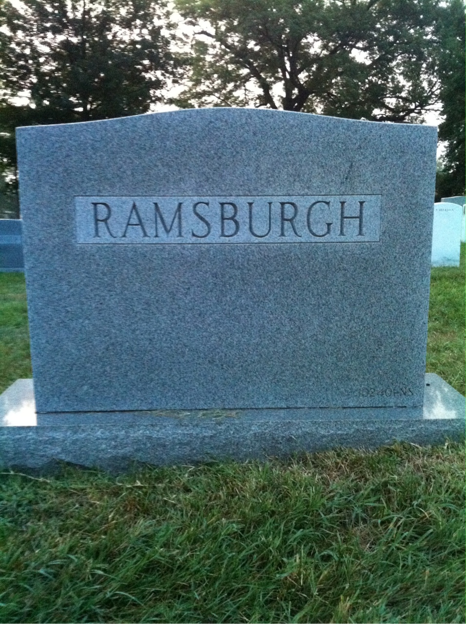 Back of headstone — John Ramsburgh