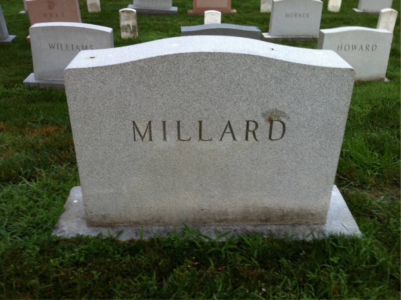 Back of headstone — Wallace W Millard