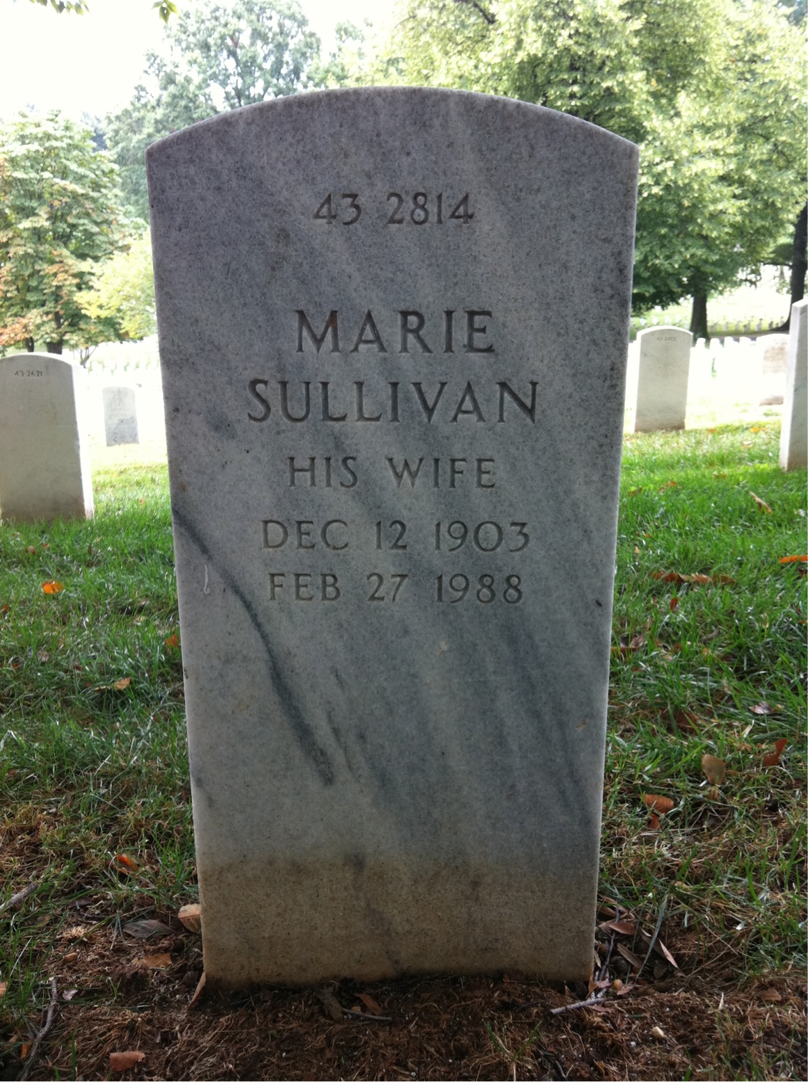 Back of headstone — Marie Blair