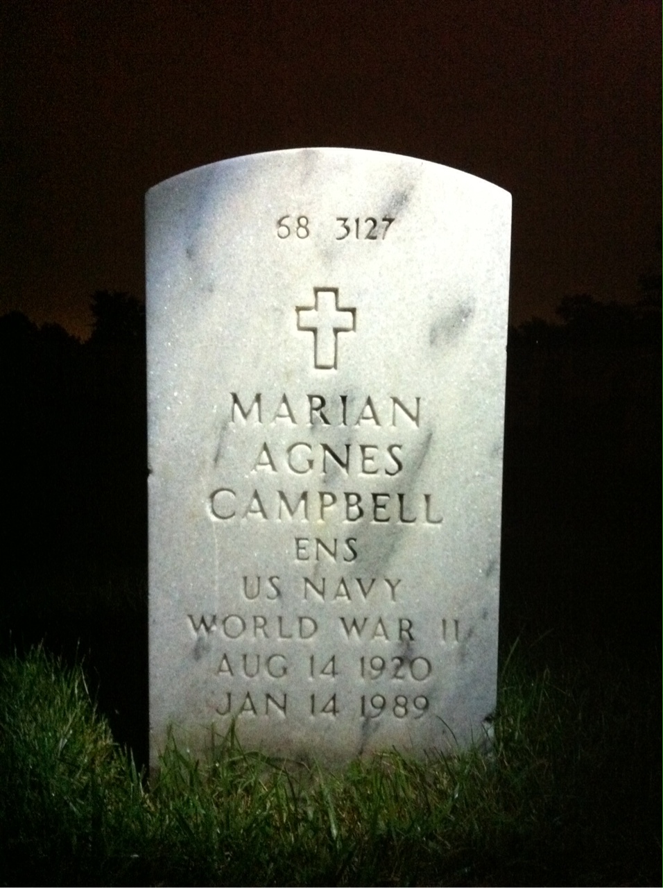 Back of headstone — William T Campbell