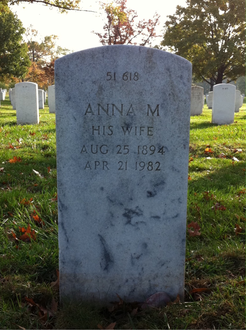 Back of headstone — Anna Bailey