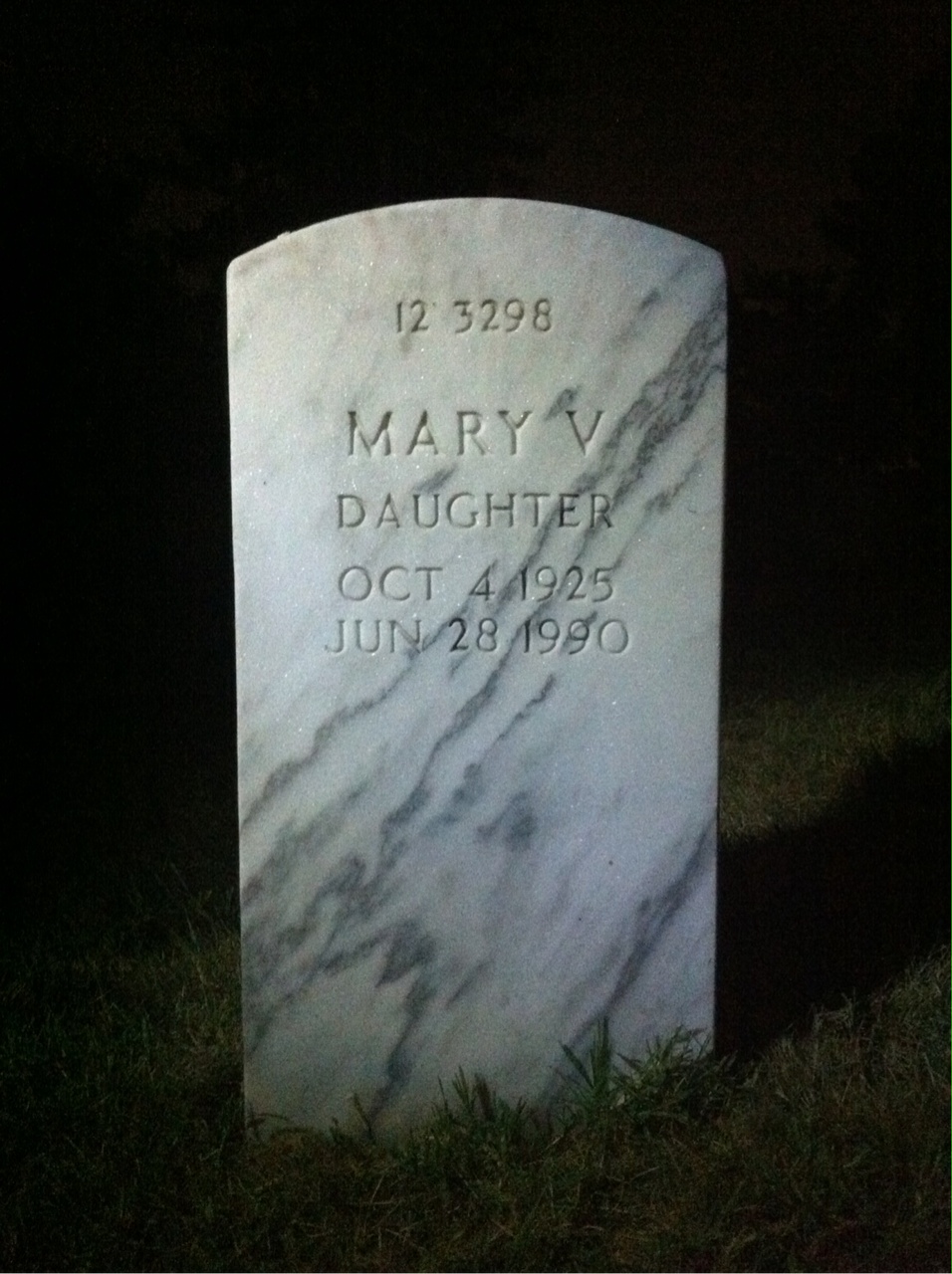 Back of headstone — Mary Moyers