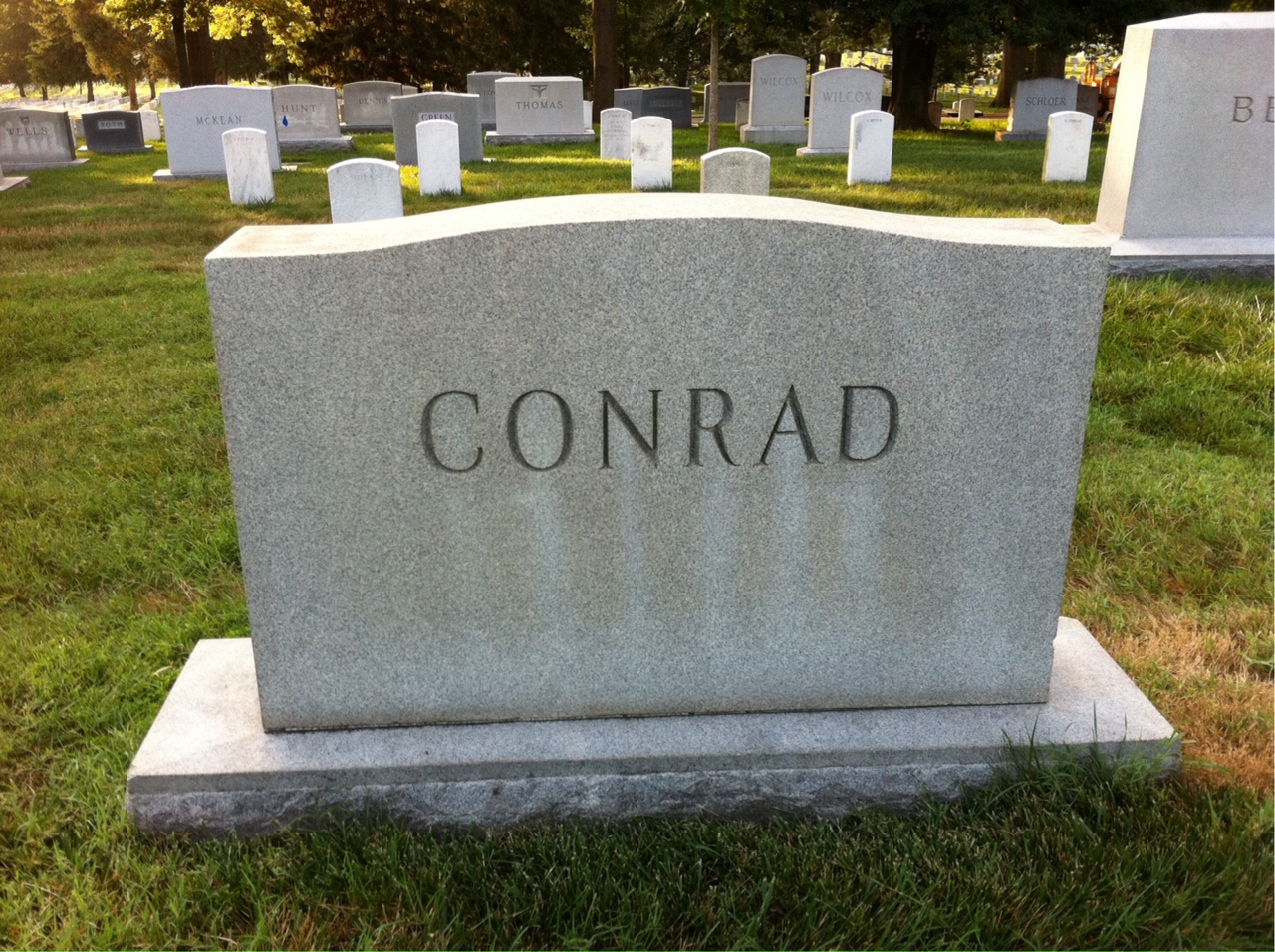 Back of headstone — William Conrad