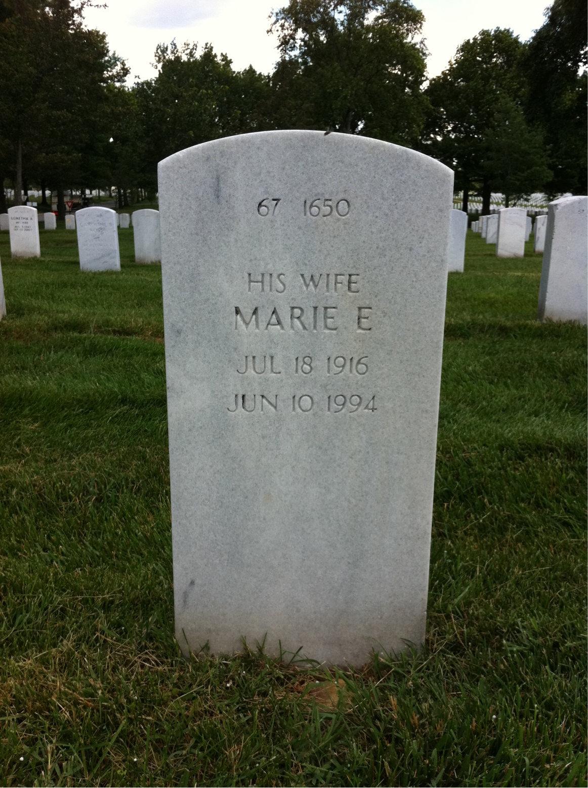 Back of headstone — Marie Bohm