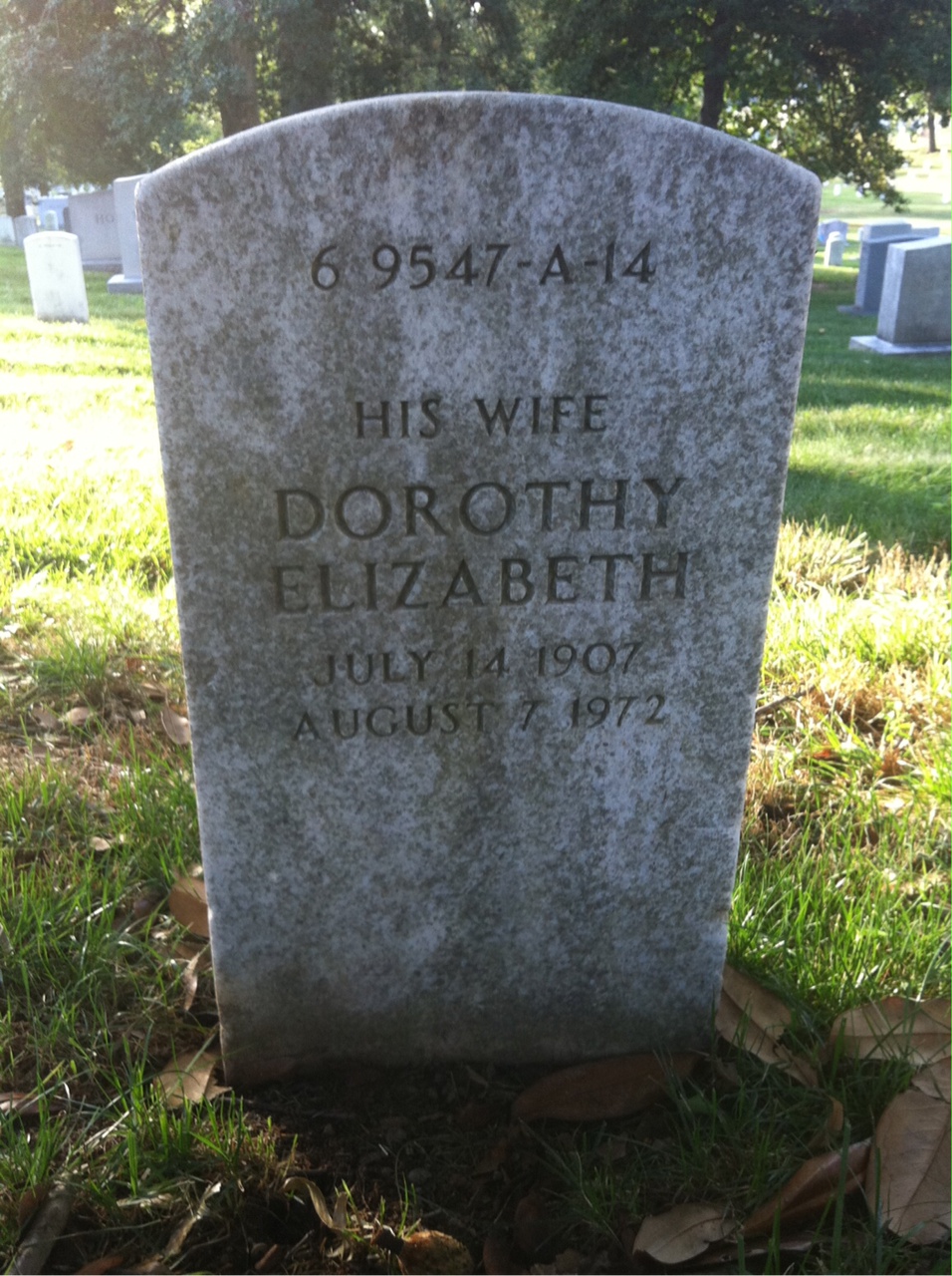 Back of headstone — Dorothy Barrett