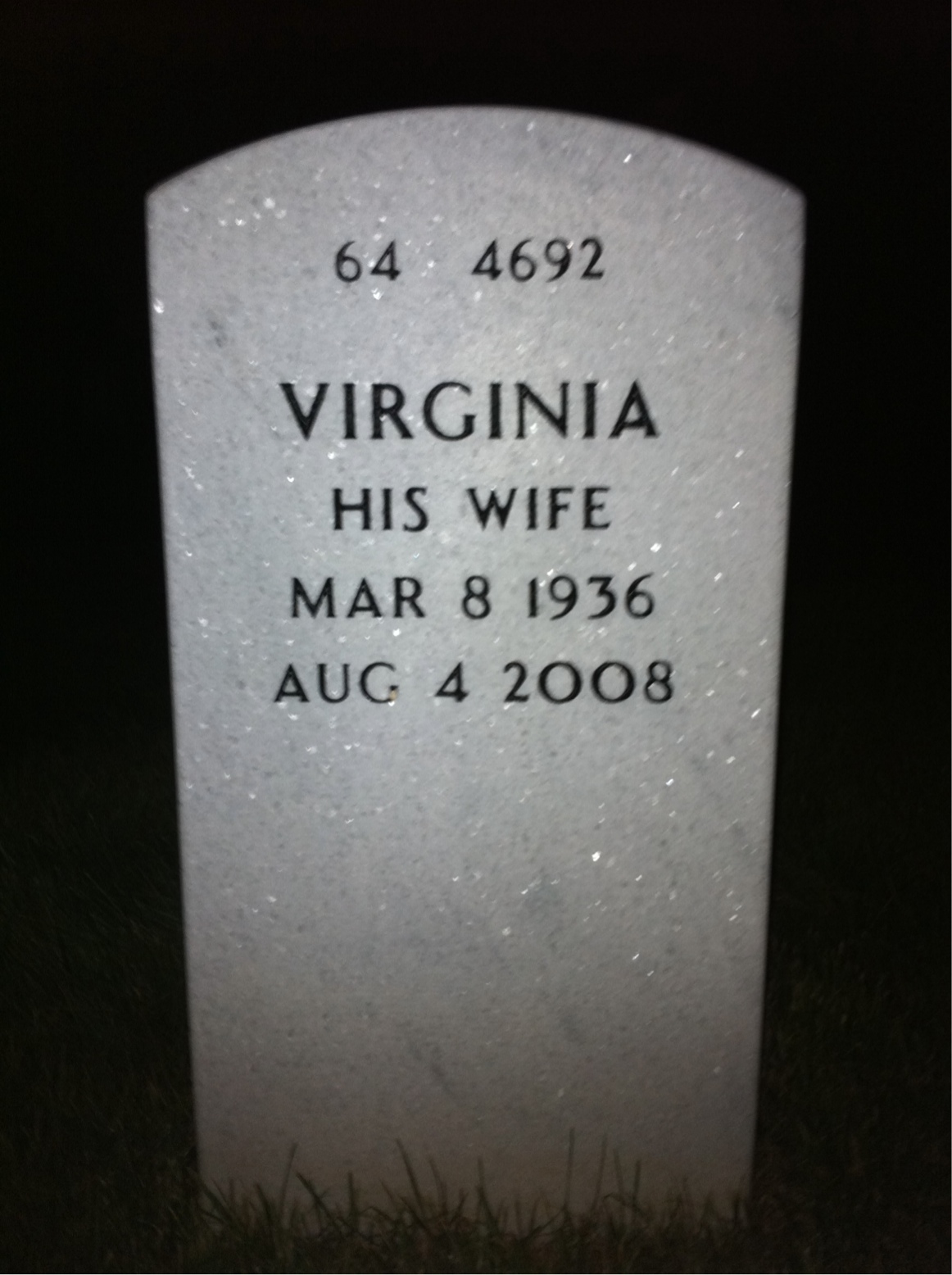 Back of headstone — Harry Strong