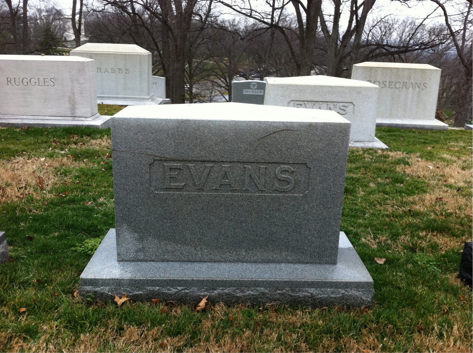 Back of headstone — Vernon Evans