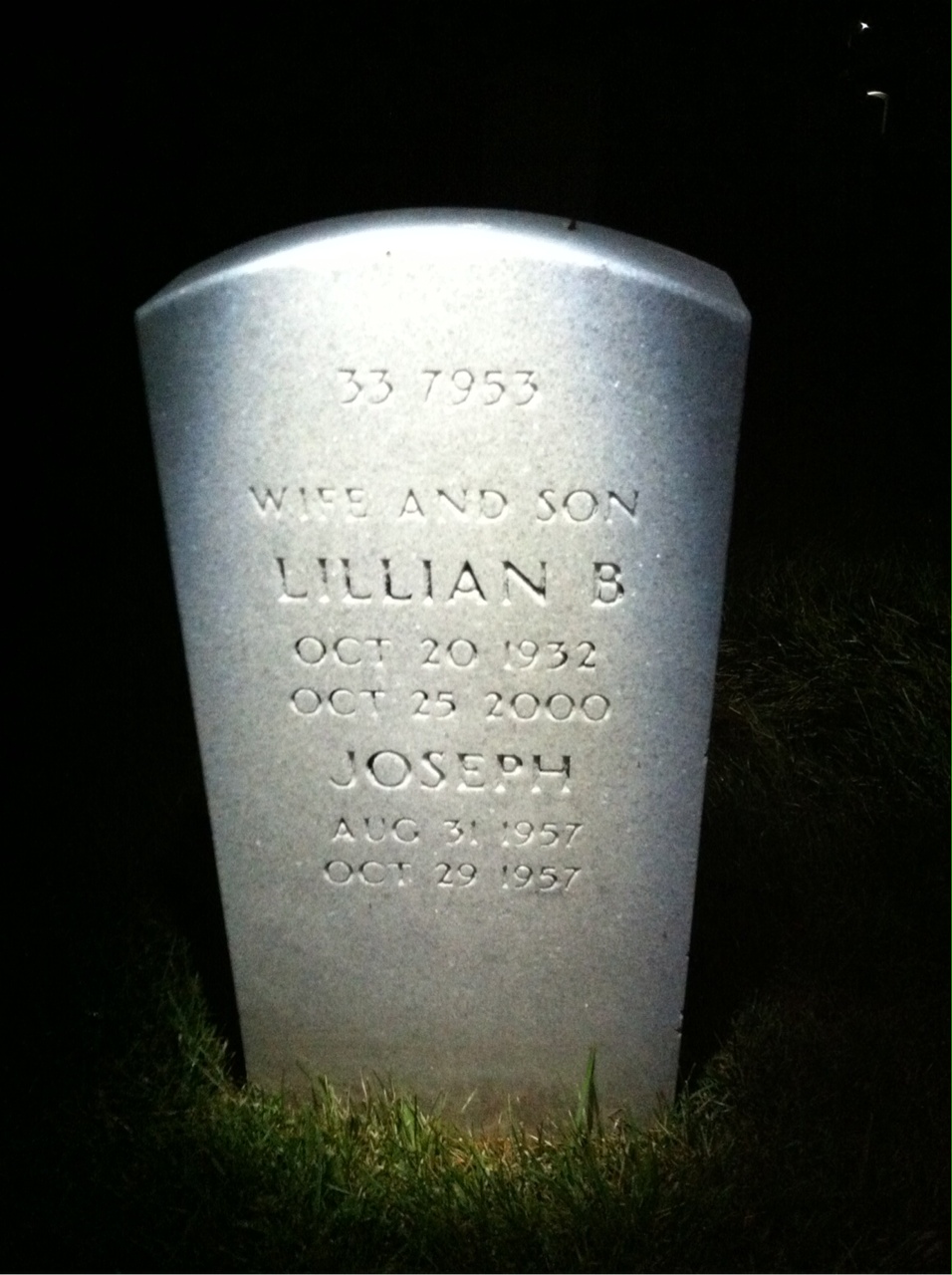 Back of headstone — James Adams