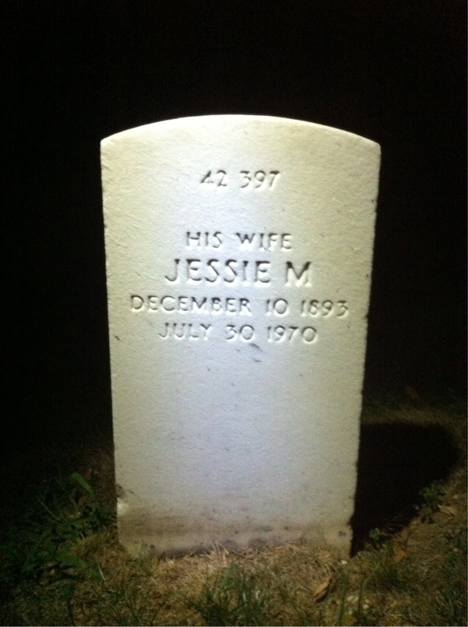 Back of headstone — Harvey Moreland