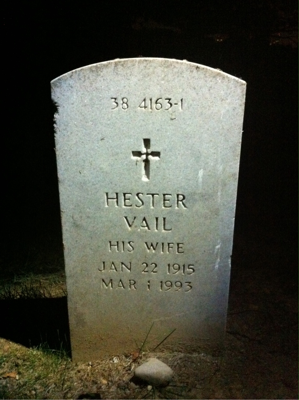 Back of headstone — Hester Avery