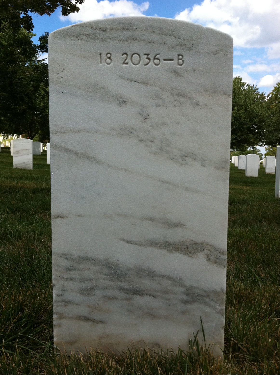 Back of headstone — Thomas Adams